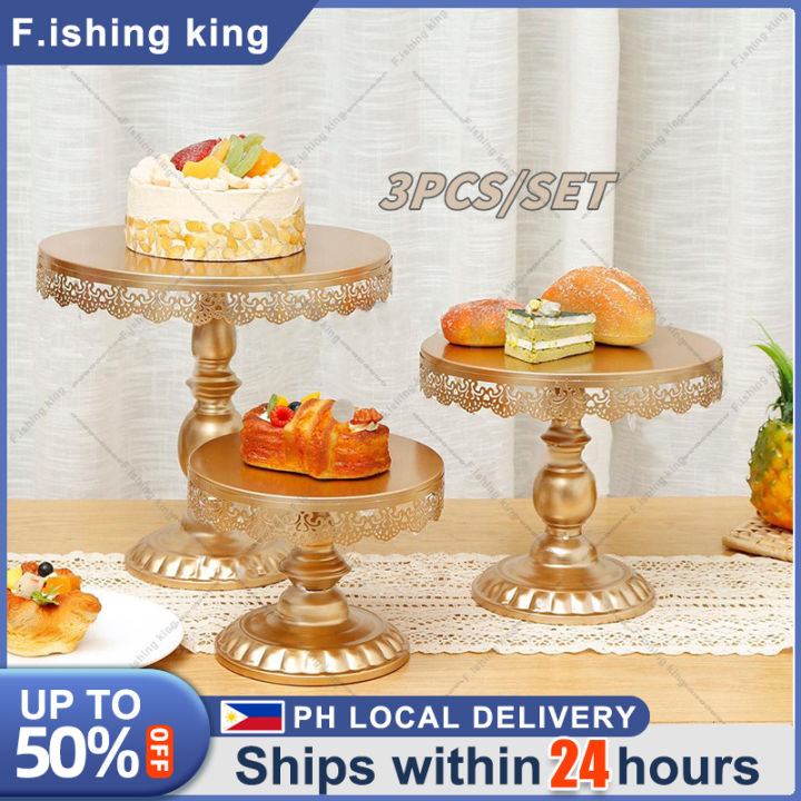 COD】 3 sizes of metal round cake stand dessert display cupcake
