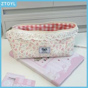 ZTOYL High Quality Sweet Lace Floral Design Pen Bag Large Capacity Multifunctional Stationery Bag Pencil Case Students Supplies