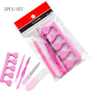 Nail Care Tools 5pcs Set Nail File Dead Skin Fork Finger Separator