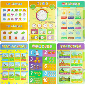 Educational preschool Posters 16pcs Charts for Preschoolers Toddlers Kids kindergarten Alphabet Plastic