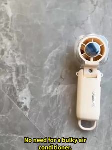 XuanDian Portable Handheld Fan Mist Spray Cooling Foldable USB Rechargeable Energy Saving Silent Motor LED Display 199 Wind Speeds 5000mAh With Lanyard For Camping Outdoor Sports Students