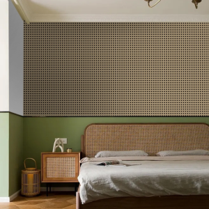 วอลเปเปอร์ลายไม้ระแนง ขนาด0.45x9-10เมตร ติดตั้งง่าย มีกาวในตัว สติ๊กเกอร์ติดผนังห้อง  วอลเปเปอร์ติดผนัง