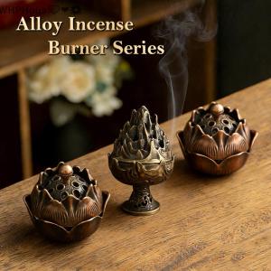 WP💓💛💖 Vintage Alloy Incense Burner Stick Holder Three Legged Hollow Out Mini Sandalwood Censer Incense Burner Home Decoration