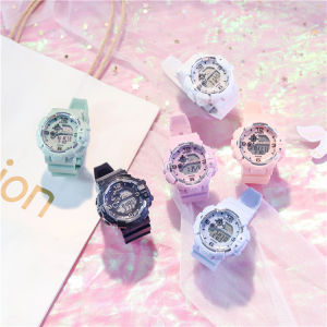 [สินค้าดีที่สุด บ้านสาวน่ารัก สไตล์เกาหลีที่เรียบง่าย Ins กับนาฬิกาปลุกสแตนเลส Macaron นาฬิกานักเรียนสีลูกอมกีฬาหน้าปัดขนาดใหญ่กันน้ำอิเล็กทรอนิกส์นาฬิกาคู่สำหรับผู้ชายผู้หญิงของขวัญ