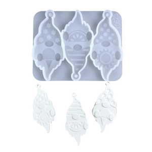 3 Cavity Silicone Resin Mold Pendant Molds Gnome Shape Silicone Pendant Molds with Hole for Hand-Making Pendant