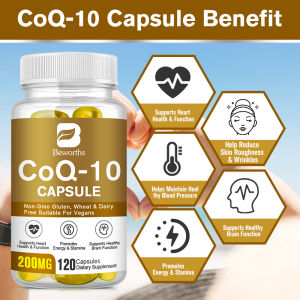 BEWORTHS CoQ-10 Kapsul 200 Mg Koenzim Q10 Vegetarian untuk Dukungan Energi Antioksidan Pelindung Sehat Jantung
