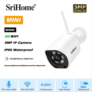 SriHome กล้องวงจรปิดไร้สาย WiFI Full HD  5MP  หมุนได้ 360°  5G Dual Band cctv wifi IP66 Waterproof