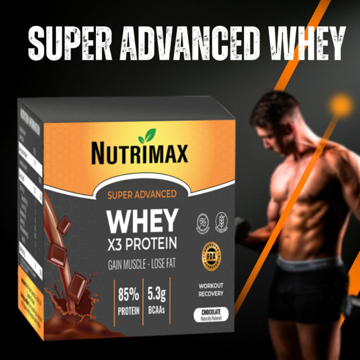 NUTRIMAX Super Advanced Whey X3 Protein Premium Whey Powder Gain Muscle ...