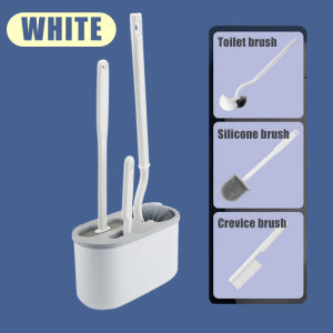 Solve all cleaning problems Toilet Brush Set wall-mounted PP-TPR material three-in-one bathroom long-handled soft-bristled cleaning brush household daily necessities no need to drill holes
