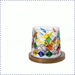 แก้วน้ำ ทําความสะอาดง่าย ก้นถ้วยไม้ไผ่เป็นมิตรกับสิ่งแวดล้อม แก้วน้ำชาแก้ว หมุนได้ไม่ล้ม กันกระแทก