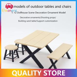 [Eleanor] 1Set 1:12 Dollhouse Miniature Tables Round Stool Outdoor Camping Chair Model Decor Toy Doll House Accessories