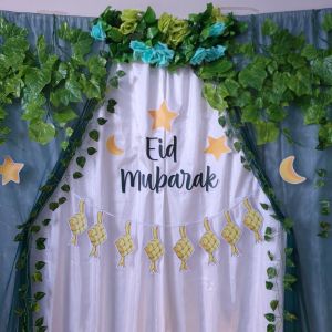 Paket Dekorasi Backdrop Hiasan Lebaran Hari Raya Idul Fitri Eid Mubarak Murah
