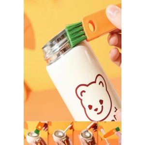 3 in 1 Cup Bottle Brush /Lid Cleaning Tool /Household Baby Bottles Cap Kitchen Accessories Remove Gap Grooves (K)
