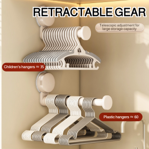 Threespeed Adjustable Telescopic Hangers Clothes Rack Organizer Nonslip Durable Reusable Concealed Retractable Hanger Suction Cup Coat Rack Organizer Family Nonslip Groove