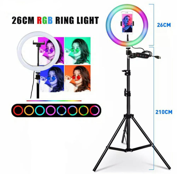 Paket Ringlight Cm Rainbow Rgb Satu Set Ring Light Cm Rainbow Rgb Dan Tripod Tinggi