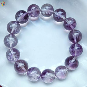 Collection Ceiling Grade Rare Natural Amethyst Snowflake Phantom Rabbit Hair Rutilated Quartz Bracelet