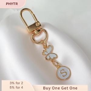 PHYTR HOT Metal Butterfly Letter Keychain Fashion A-z Letter Keyring Charms Car Key Holders Bag Pendant Accessories Jewelry Gift