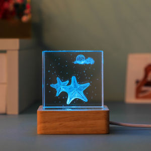 Đèn Ngủ Pha Lê Hình Lập Phương Sinh Vật Đại Dương  Ánh Sáng Đổi Màu Đèn Decor Trang Trí Quà Tặng Người Thân