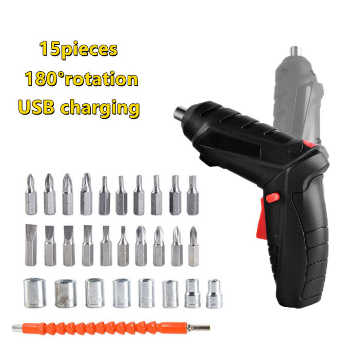 Cordless Screwdriver 15 Pieces Electric Screwdriver Rechargable 4.2V