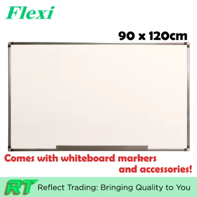 Flexi 90 x 120cm Large Wall Mount Magnetic Whiteboard with Free Accessories - Most Popular Size Whiteboard