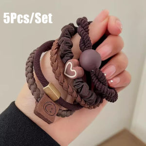 5Pcs/Set Women Girl Simple Elastic Hair Bands Scrunchie Ponytail Holder Rubber Hair Ties Fashion Hair Accessories