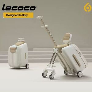 Vali kéo kiêm xe đẩy du lịch đa năng LECOCO Ý tải trọng lên đến 30kg thoải mái ngồi với ghế da PU có lưng tựa khi đi du lịch