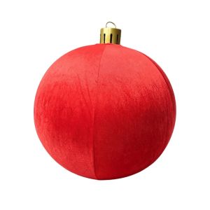 Sacesr 45cm/60cm Inflatable Christmas Balls PVC Inflatable Fabric Covered Flocked Fabric Baubles Lightweight Reusable 7M5T2