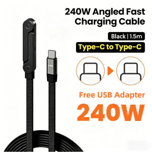 240W 1.5m Charging Cable Phone Stand Fast Charging Type C for Android with 90° Elbow Fold Stand
