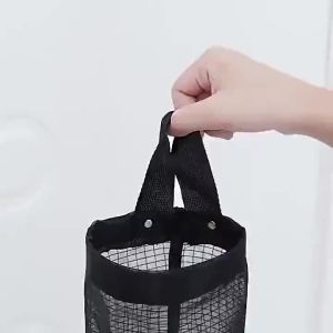 New Home Storage Hanging Grocery Bags Bathroom Organizer Plastic Garbage Bag Kitchen Dispenser Wall Mount Holder Trash Mesh Bag