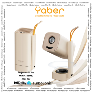 Yaber T1 Pro Portable Projector 1080P – WiFi 6 8W Turbo Sonic Speaker 180° Gimbal Stand Netflix Licensed Auto Focus/Keystone