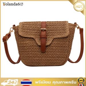 (NEW) กระเป๋าสะพายข้างผู้หญิงทำมือจากฟางสาน ดีไซน์เก๋สำหรับชายหาดและวันหยุดพักผ่อน พร้อมช่องใส่มือถือและสายปรับได้