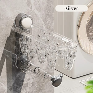 ที่เก็บไม้แขวน ที่จัดระเบียบไม้แขวนเสื้อ ที่เก็บไม้แขวนเสื้อ นำกลับมาใช้ใหม่ได้ ใช้งานได้หลากหลาย ไม่กลัวเปียก