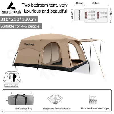 SG ️Ready stock️Mount peak Khemah camping tent besar waterproof Kemah murah Outdoor family large 5 8 12 persons 2 rooms Double layer large tent