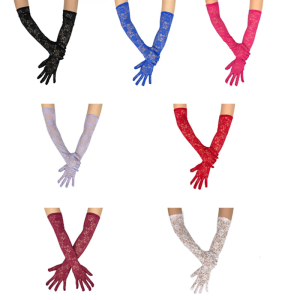 2pcs Stylish Long Arm Gloves Breathable Lace Gloves Stretchy Polyester Gloves for Fashion Occasion