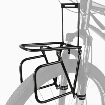 Front Bike Rack Disc Brake Compatible High Carbon Steel Heavy Duty Stable Cargo Basket Mount