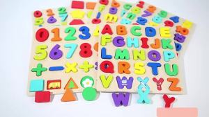 Wooden 3D Puzzle Board Numbers Shapes Letters Early Learning Educational Toy for Kids