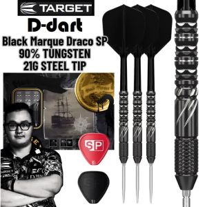 TARGET STEEL TIP DARTS - 21G BLACK MARQUE DRACO Mathew Lee (SWISS) SP 90% TUNGSTEN DART SET(ARROW DART KELULI)