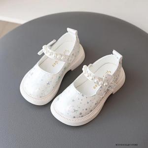 SHUNAICHI Bling All Over Stars Fashion Leather Shoes for Kids Girls Beading Black Pink White Rubber Children School Dress Shoes New I01163