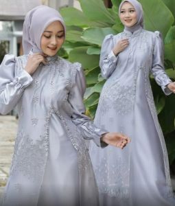 Gamis Brokat Terbaru Mewah Manda Dres BL Velvet Mix Tille Brukat Aplikasi Payet Mutiara M L XL XXL 3XL Dress Kondangan Wanita Elegan Kekinian Baju Muslim Lebaran Remaja Viral Ootd Hijab Gaun Bridesmaid Pernikahan Warna Burgundy Emerald Mahogany Blue Grey