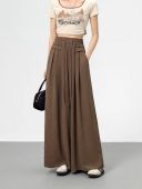 Ginza6 Wide Leg Pants Casual Drawstring High Waist Draped Pants With Pockets Womens Clothing 9881
