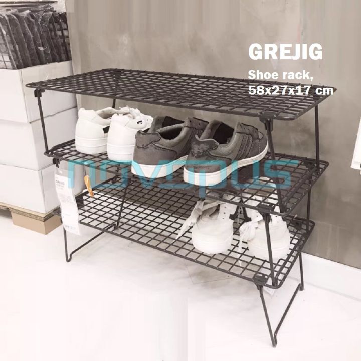 NOVO Practical Hallway Stackable Steel Shoe Rack 58x27 cm Foldable Rak Kasut Besi by IKEA Lazada