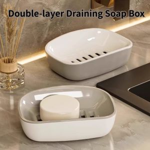 1/2Pcs Double-layer Draining Soap Box Plastic Draining Soap Dish for Bathroom