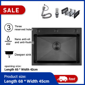 Kitchen Sink Black Sink Single/Double Sinks 304 Stainless Steel Sink Thickness Sinks 2mm Lababo sink【Free Drain Basket】