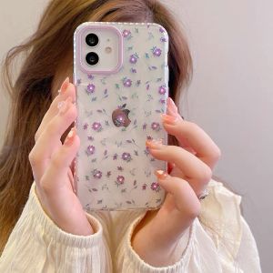 iPhone Casing Soft iPhone Cute Purple Flowers Phone Case for iPhone 11 11Pro MAX 8 7 Plus X XS Max XR 12 12 PRO MAX Case Fresh Little Flowers Phone Case Silicon Shockproof Soft