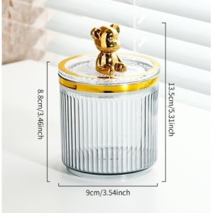 Kotak penyimpanan wadah katun desktop Beruang / kotak penyimpanan transparan rak rias Rak Katun Nordic Light Luxury