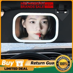 HD Car Sun Visor Makeup Mirror LED Clip-On Eye Protection 3-Tone Foldable