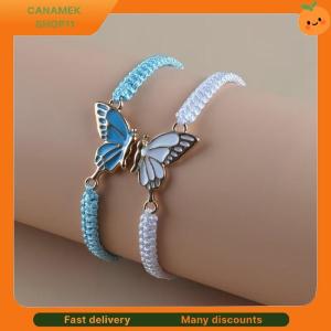❣️❣️❣️ 2Pcs Simple Butterfly Hand Woven Couple Bracelet For Women Men Fashionable Butterfly Bangle Versatile Woven Wristband Gifts