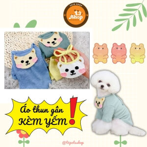 áo gân - áo thu đông 2026 kèm yếm gấu xinh dành cho chó mèo - T3 PETS SHOP