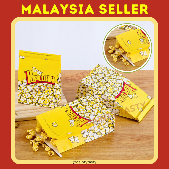 50Pcs Popcorn Packaging Paper Bag with Sealed | Kraft Paper Bag ...