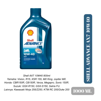 Oli Shell 4T AX7 10W40 800ml 100% ORIGINAL Supra X Sonic Satria FU Jupiter Z MX Vega Revo CBR R15